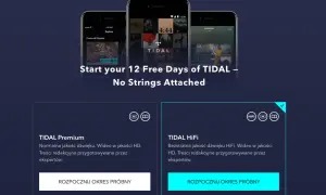Trzy telefony z aplikacją Tidal, oferujące darmowy okres próbny.