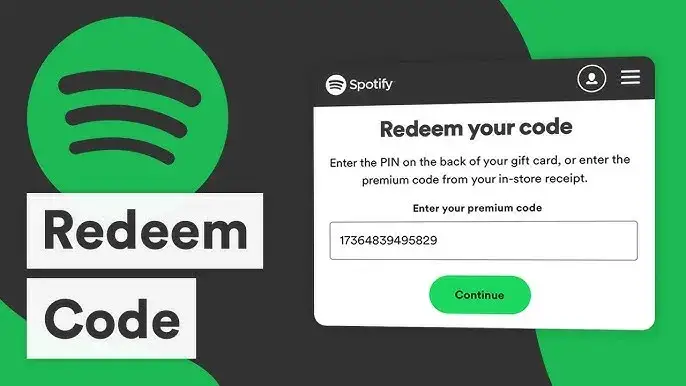 Spotify redeem page screenshot with code input field highlighted