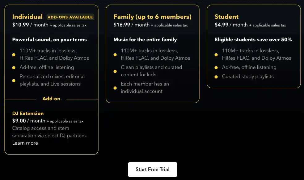 Por&oacute;wnanie Tidal Spotify