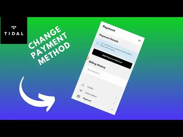 Tidal payment methods screen