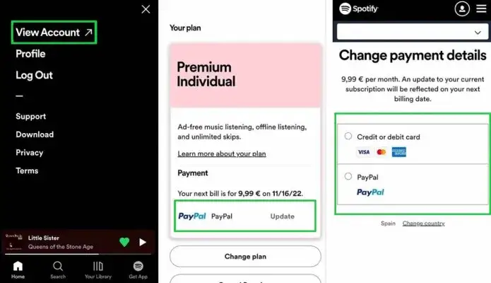 alternatywne metody płatności Spotify PayPal karty podarunkowe