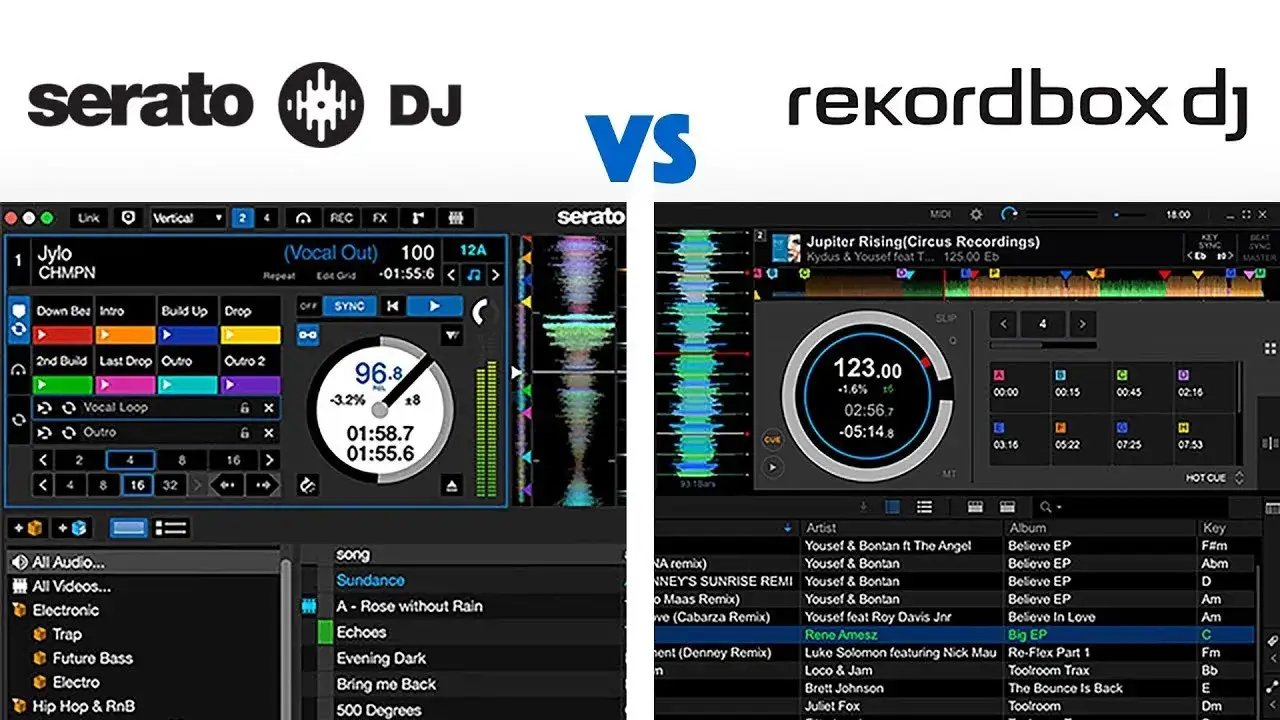 porównanie interfejsów rekordbox serato
