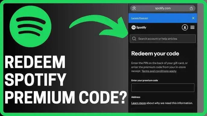 strona spotify redeem z polem na kod