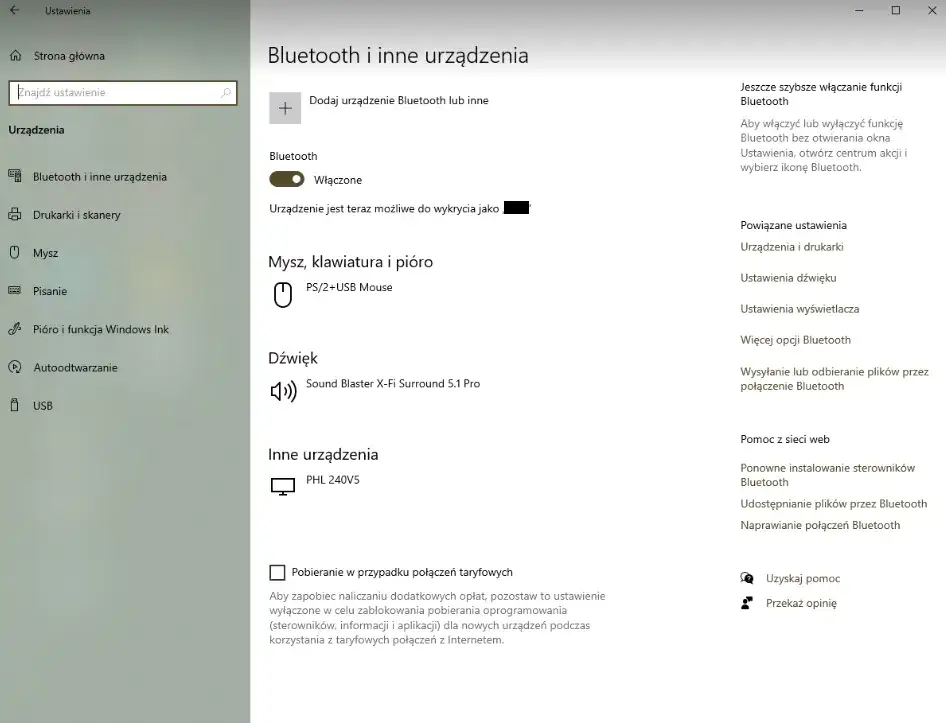 ustawienia bluetooth w laptopie